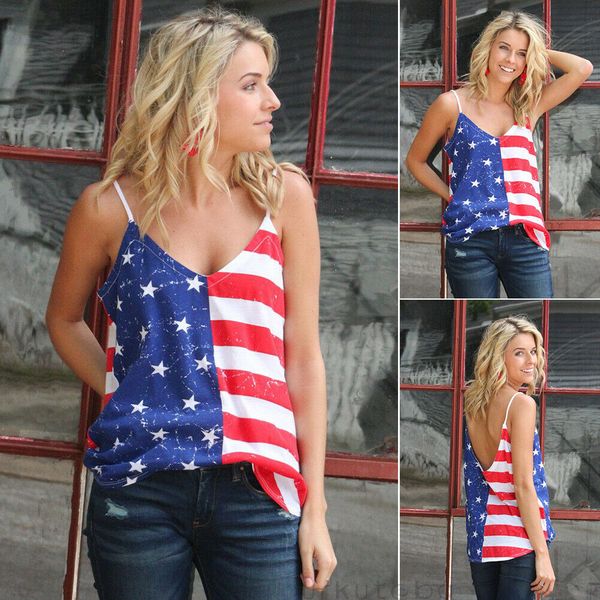 2019 women ladies summer sleeveless deep v-neck backless american flag print casual loose tanks camis, White
2019 women ladies summer sleeveless deep v-neck backless american flag print casual loose tanks camis, White