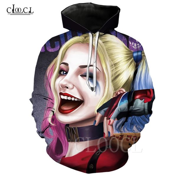 2020 новый стиль птицы prey harley quinn толстовка мужчины женщины с капюшоном 3d печати клоуна творческий моды пуловеры, Black
2020 новый стиль птицы prey harley quinn толстовка мужчины женщины с капюшоном 3d печати клоуна творческий моды пуловеры, Black