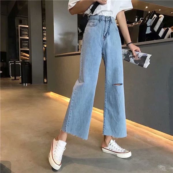 2019 autumn and winter new style loose-fit high-waisted with holes jeans women's slimming pendant sense loose pants large size s, Blue
2019 autumn and winter new style loose-fit high-waisted with holes jeans women's slimming pendant sense loose pants large size s, Blue