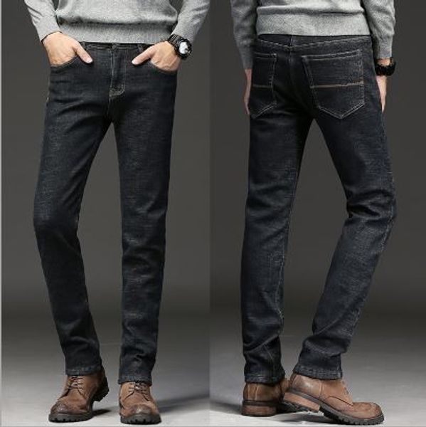 2019 winter thick jeans men's loose youth slim straight business men's casual black long pants, Blue
2019 winter thick jeans men's loose youth slim straight business men's casual black long pants, Blue