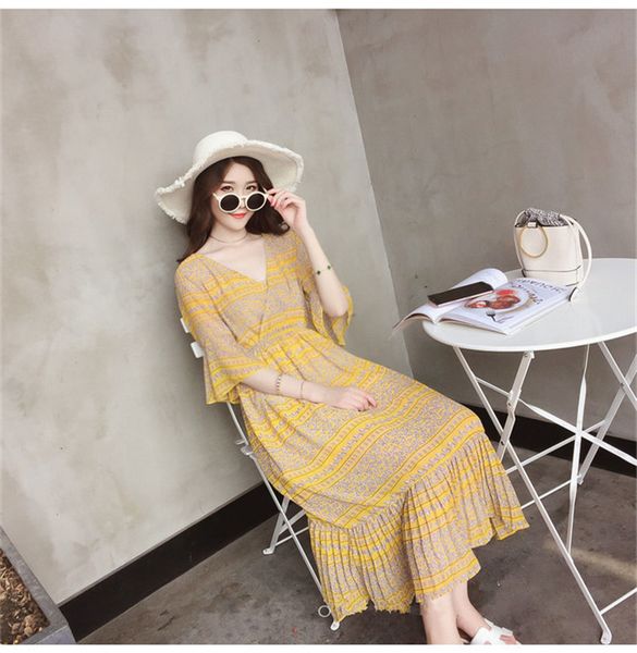 bohemian 2020 beach dress summer sweet floral chiffon ladies dresses elegant red flare sleeve robe longue vestido wxf734 es, Black;gray
bohemian 2020 beach dress summer sweet floral chiffon ladies dresses elegant red flare sleeve robe longue vestido wxf734 es, Black;gray