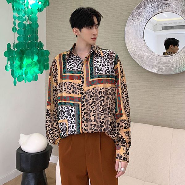 men leopard print translucent long sleeve casual thin shirt male vintage fashion streetwear shirt, White;black
men leopard print translucent long sleeve casual thin shirt male vintage fashion streetwear shirt, White;black