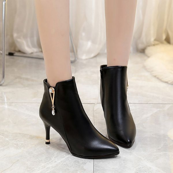 women new fashion boots 2019 women zipper soild pointed toe thin heel shoes party boots autumn & winter pointed high-heel, Black
women new fashion boots 2019 women zipper soild pointed toe thin heel shoes party boots autumn & winter pointed high-heel, Black