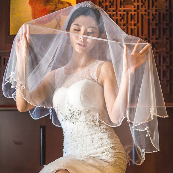 new selling white ivory red champagne yellow wedding veil wrist length two layer bridal veil beaded edge hand nailed beads, Black
new selling white ivory red champagne yellow wedding veil wrist length two layer bridal veil beaded edge hand nailed beads, Black