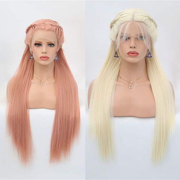rongduoyi pink/blonde long straight wig with 2 braided braids synthetic lace front wigs for women with baby hair heat fiber wigs, Black
rongduoyi pink/blonde long straight wig with 2 braided braids synthetic lace front wigs for women with baby hair heat fiber wigs, Black
