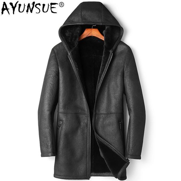 ayunsue shearling sheepskin coat winter genuine leather jacket men natural wool fur long luxury leather jackets 81e8-11 kj2424, Black
ayunsue shearling sheepskin coat winter genuine leather jacket men natural wool fur long luxury leather jackets 81e8-11 kj2424, Black