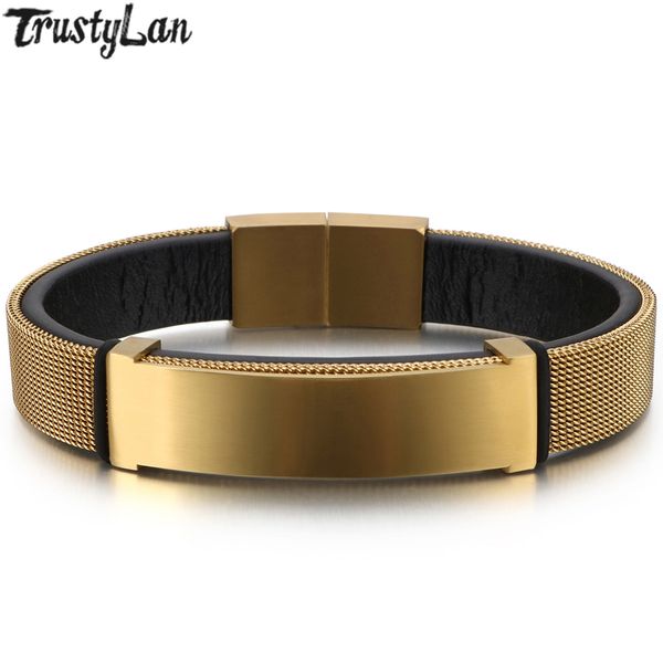 gold stainless steel braided chain mens id bracelets personalized wrap leather bracelet for men friends boyfriend jewelry, Golden;silver
gold stainless steel braided chain mens id bracelets personalized wrap leather bracelet for men friends boyfriend jewelry, Golden;silver