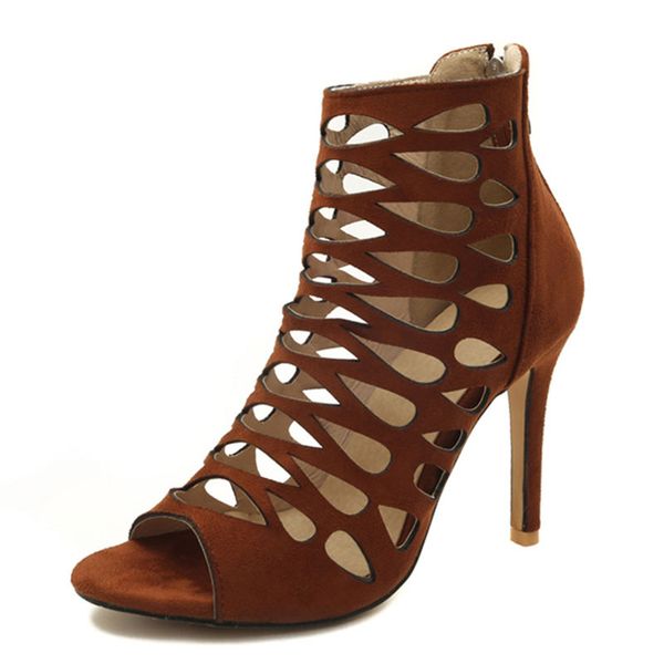 summer women fashion open toe gladiator sandals cut-out back zipper thin high heel sandals large size 32-46, Black 
summer women fashion open toe gladiator sandals cut-out back zipper thin high heel sandals large size 32-46, Black