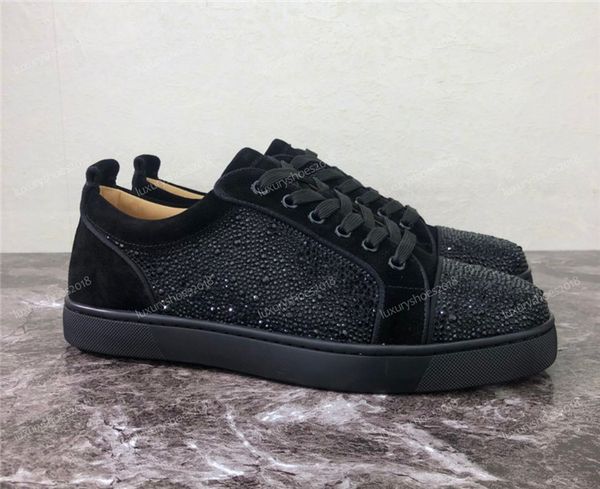 2021 luxury designer shoes red sole suede leather rhinestone strass spikes men women flat low-lace-up casual sneaker chaussures, Black
2021 luxury designer shoes red sole suede leather rhinestone strass spikes men women flat low-lace-up casual sneaker chaussures, Black