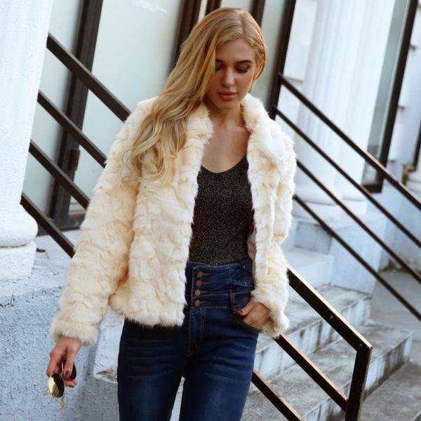 women's fur & faux winter women short coat luxury long sleeve elegant fake jacket street turn-down collar slim warm outwear, Black
women's fur & faux winter women short coat luxury long sleeve elegant fake jacket street turn-down collar slim warm outwear, Black