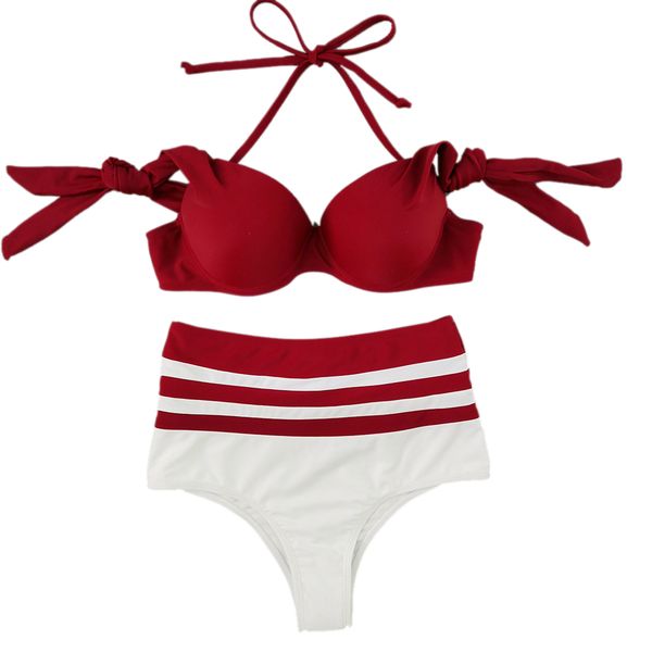 bikini high waist swimwear for women bikinis 2019 black white patchwork swimwear women micro polyester biquini swimming suit for women, White;black 
bikini high waist swimwear for women bikinis 2019 black white patchwork swimwear women micro polyester biquini swimming suit for women, White;black