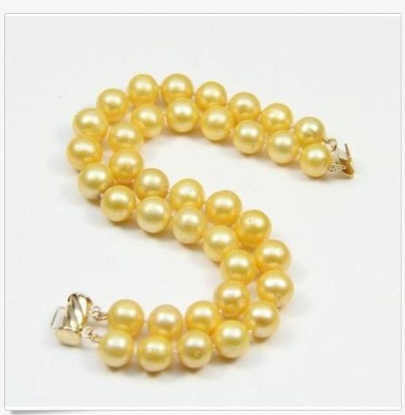 gorgeous 2 row 9-10mm naturalround south sea genuine yellow pearl bracelet 14k, Black
gorgeous 2 row 9-10mm naturalround south sea genuine yellow pearl bracelet 14k, Black