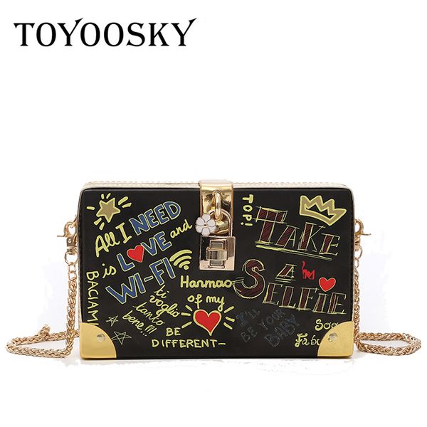 toyoosky мода сумка женщина партия вечер сумка плечо замок письмо граффити crossbody сумка женская футляр box сумка сцепление
toyoosky мода сумка женщина партия вечер сумка плечо замок письмо граффити crossbody сумка женская футляр box сумка сцепление