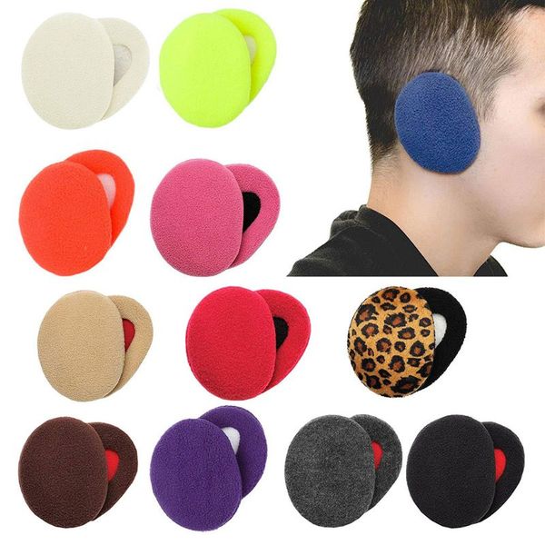 

2pcs/pair winter thicken cotton earbags bandless ear warmers cover solid color leopard windproof earmuffs 12 colors, Blue;gray
