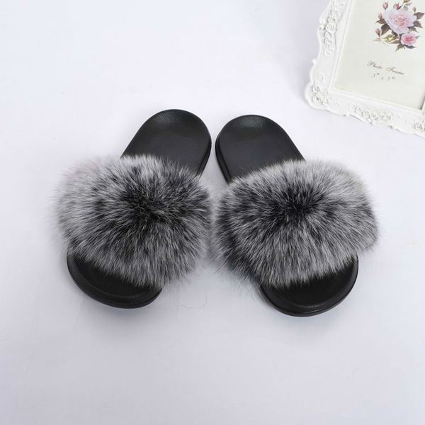 soft fur slippers frosted color female fox fur sandals wholesale price woman slides, Black
soft fur slippers frosted color female fox fur sandals wholesale price woman slides, Black