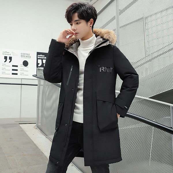 down coat for men winter mid-length 90% thick velvet warm fur collar hooded youth casual men's down feather coat, Black
down coat for men winter mid-length 90% thick velvet warm fur collar hooded youth casual men's down feather coat, Black
