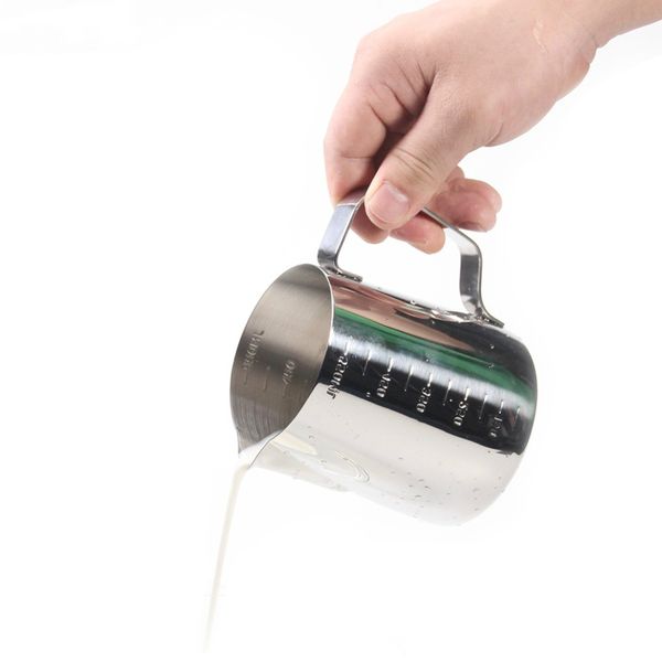 stainless steel milk frothing pitcherl for espresso machines and latte art, perfect size for making 1 cappuccino or 2 lattes
stainless steel milk frothing pitcherl for espresso machines and latte art, perfect size for making 1 cappuccino or 2 lattes