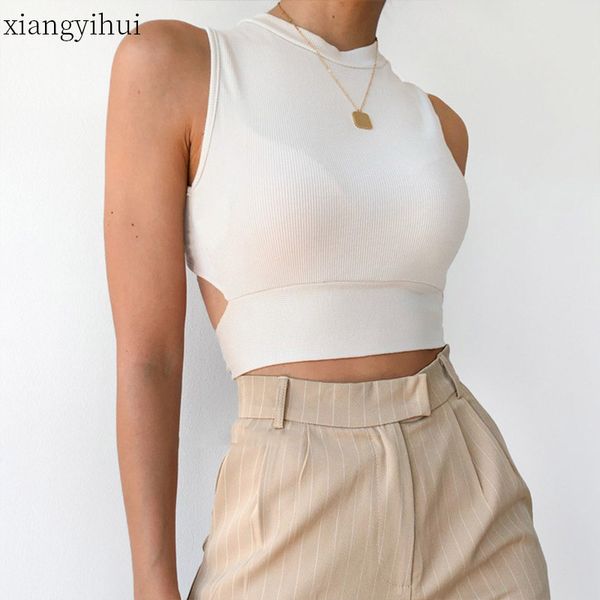 backless cross-body bandage women summer sleeveless knitted tank female fashion basic short cropped 3 colors, White
backless cross-body bandage women summer sleeveless knitted tank female fashion basic short cropped 3 colors, White