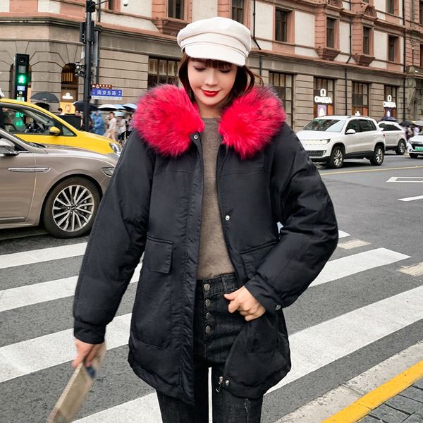 2019 new arrival fashion women winter jacket cotton padded warm thicken red fur collar ladies long coats parka womens jackets, Black
2019 new arrival fashion women winter jacket cotton padded warm thicken red fur collar ladies long coats parka womens jackets, Black