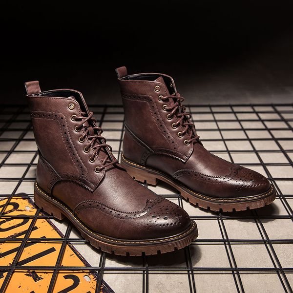 cimim bullock men genuine leather casual shoes italy new comfortable boots fashion boots male, Black