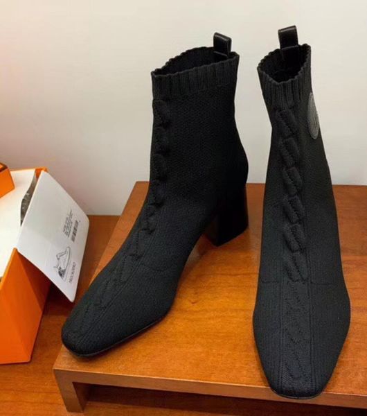 womens real leather with dark navy black knit stretch fabric sock booties pull on high heels square toes ankle boots
womens real leather with dark navy black knit stretch fabric sock booties pull on high heels square toes ankle boots