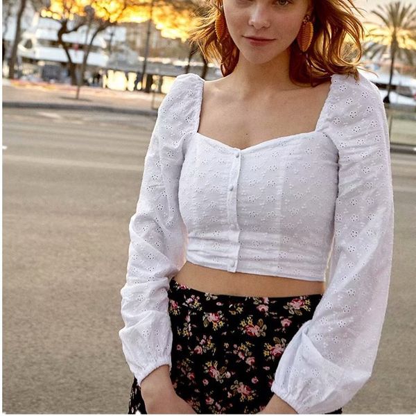 summer elegant fashion puff sleeve court wind hollow embroidery shirt square blouse shirt womens and blouses 2019, White
summer elegant fashion puff sleeve court wind hollow embroidery shirt square blouse shirt womens and blouses 2019, White