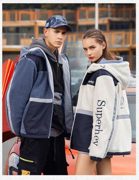 new fashion couple warm lamb wool long sleeve hooded mock neck printed men's jacket, Black;brown
new fashion couple warm lamb wool long sleeve hooded mock neck printed men's jacket, Black;brown