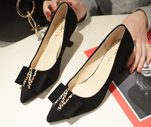 2019 women's shoes in spring and autumn with new style high heel fine heel pointed end suede #65, Black
2019 women's shoes in spring and autumn with new style high heel fine heel pointed end suede #65, Black