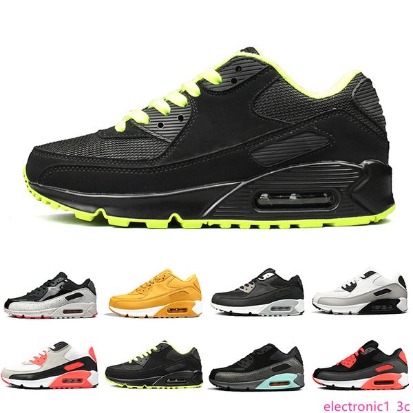 triple black 90 men women running shoes classic yellow red wheat 90s sports trainer cushion surface breathable sneakers 36-45, Black;green 
triple black 90 men women running shoes classic yellow red wheat 90s sports trainer cushion surface breathable sneakers 36-45, Black;green