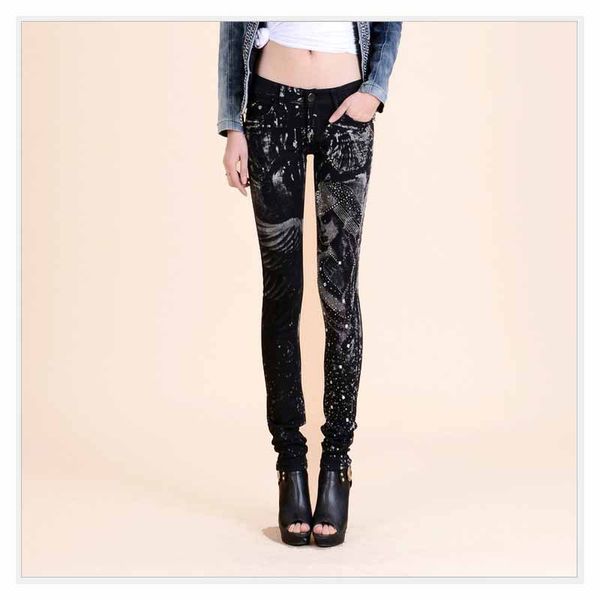 women's jeans good quality woman casual black pencil jean pants girl drilling printing pattern shiny elastic women, Blue
women's jeans good quality woman casual black pencil jean pants girl drilling printing pattern shiny elastic women, Blue