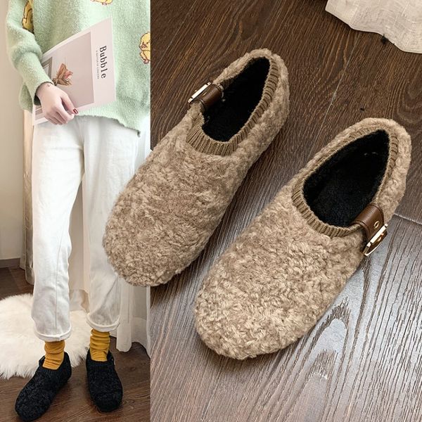 plush warm casual flat shoes autumn winter women slip on round toe ballet flats fashion new woman buckle decoration cotton shoes, Black
plush warm casual flat shoes autumn winter women slip on round toe ballet flats fashion new woman buckle decoration cotton shoes, Black