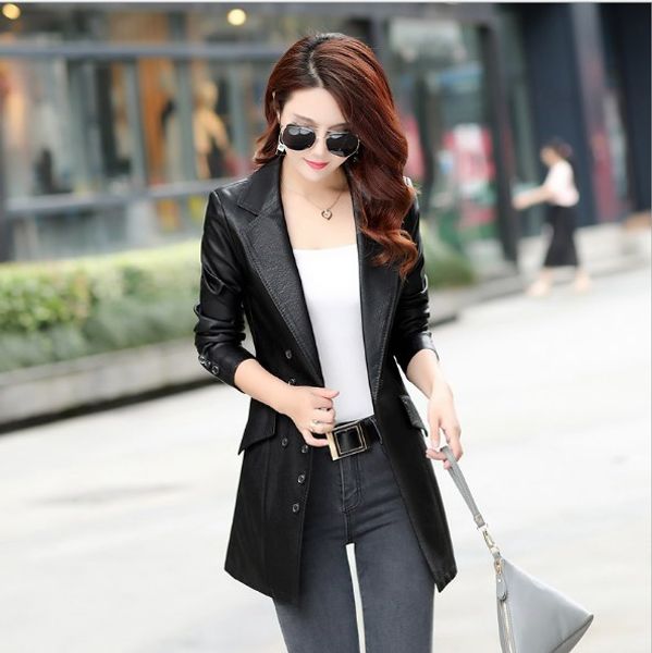 spring autumn women leather blazers and jackets plus size 4xl 5xl long leather trench coat outwear female jacket women's costume, White;black
spring autumn women leather blazers and jackets plus size 4xl 5xl long leather trench coat outwear female jacket women's costume, White;black