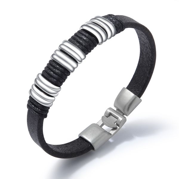 pu leather bracelets for men sliver stainless steel retro style punk hand chain mens jewelry for boys gifts, Golden;silver 
pu leather bracelets for men sliver stainless steel retro style punk hand chain mens jewelry for boys gifts, Golden;silver