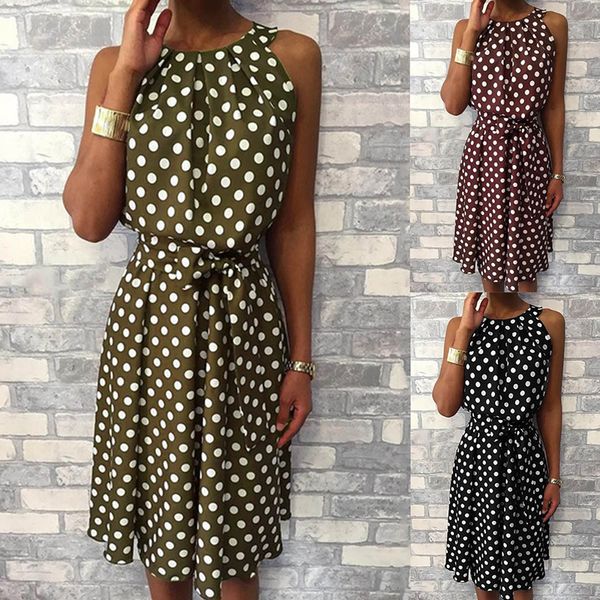 women vintage dot print sashes party dress ladies halter sleeveless a line dress 2019 new arrival women sundress, Black;gray
women vintage dot print sashes party dress ladies halter sleeveless a line dress 2019 new arrival women sundress, Black;gray