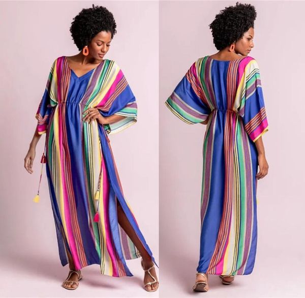 vertical striped rainbow print beach dress bikini cover up women long tunic swimsuit plus size plunging neck robe de plage
vertical striped rainbow print beach dress bikini cover up women long tunic swimsuit plus size plunging neck robe de plage