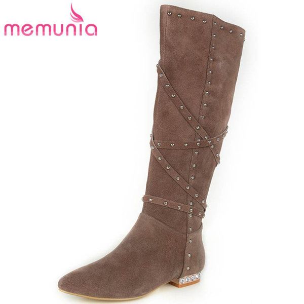 memunia big size 33-40 2018 fashion narrow band cow suede leather boots pointed toe knee high boots for women winter, Black
memunia big size 33-40 2018 fashion narrow band cow suede leather boots pointed toe knee high boots for women winter, Black