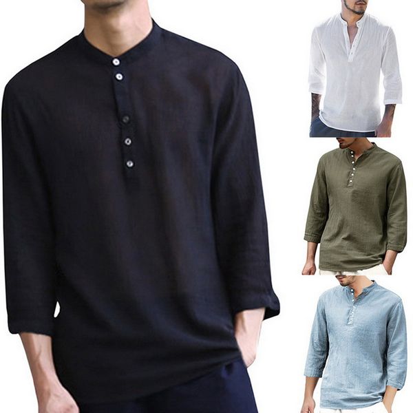 men cotton linen shirts casual pullover shirts v-neck buttons breathable pullover autumn wear shirt half sleeves cool, White;black
men cotton linen shirts casual pullover shirts v-neck buttons breathable pullover autumn wear shirt half sleeves cool, White;black