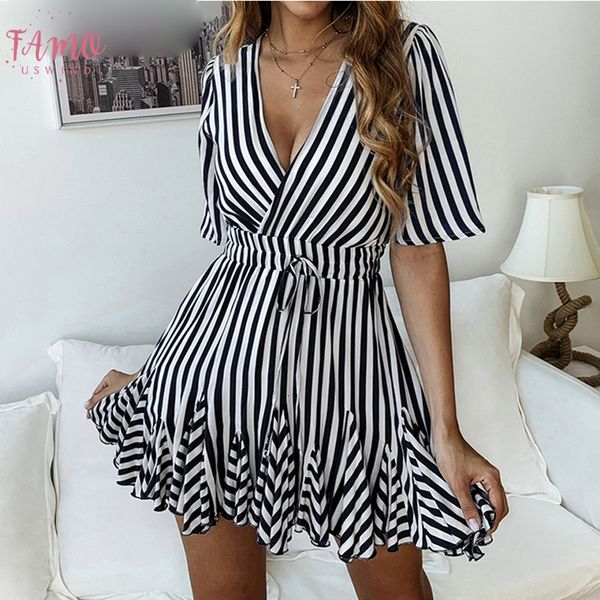 vintage striped women dress v neck ruffle cotton short summer dresses big size casual fashion female cap sleeve vestidos 2019, Black;gray
vintage striped women dress v neck ruffle cotton short summer dresses big size casual fashion female cap sleeve vestidos 2019, Black;gray