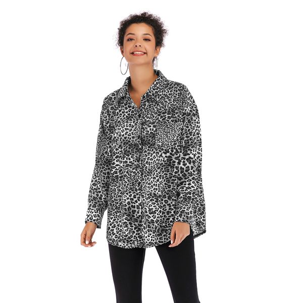 2019 women casual loose and comfortable long sleeve leopard print collar shirt v-neck button down shirt t-shirt, White
2019 women casual loose and comfortable long sleeve leopard print collar shirt v-neck button down shirt t-shirt, White