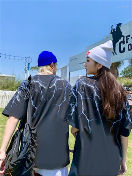 neck sleeve lightning print male tshirt trend couple large size mens wear loose tees oversize loose print man t-shirt crew, White;black
neck sleeve lightning print male tshirt trend couple large size mens wear loose tees oversize loose print man t-shirt crew, White;black