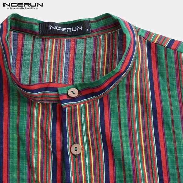 summer striped shirt men vintage button stand collar short sleeve 2020 camisa retro men casual shirts plus size incerun, White;black
summer striped shirt men vintage button stand collar short sleeve 2020 camisa retro men casual shirts plus size incerun, White;black