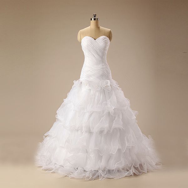 sweetheart neckline ball gown wedding dresses tiered skirt sweep train wedding gowns lace up back abiti da sposa sirena, White
sweetheart neckline ball gown wedding dresses tiered skirt sweep train wedding gowns lace up back abiti da sposa sirena, White