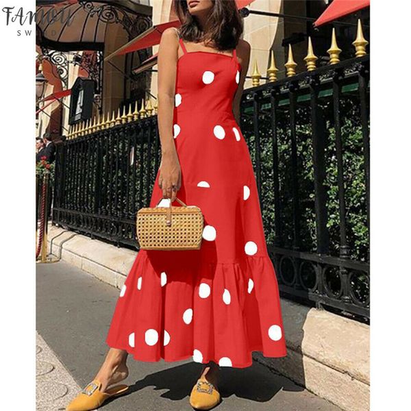 new plus size dresses boho women summer holiday polka dot printed maxi dress beach spaghetti strap long beach daily dress, Black;gray
new plus size dresses boho women summer holiday polka dot printed maxi dress beach spaghetti strap long beach daily dress, Black;gray
