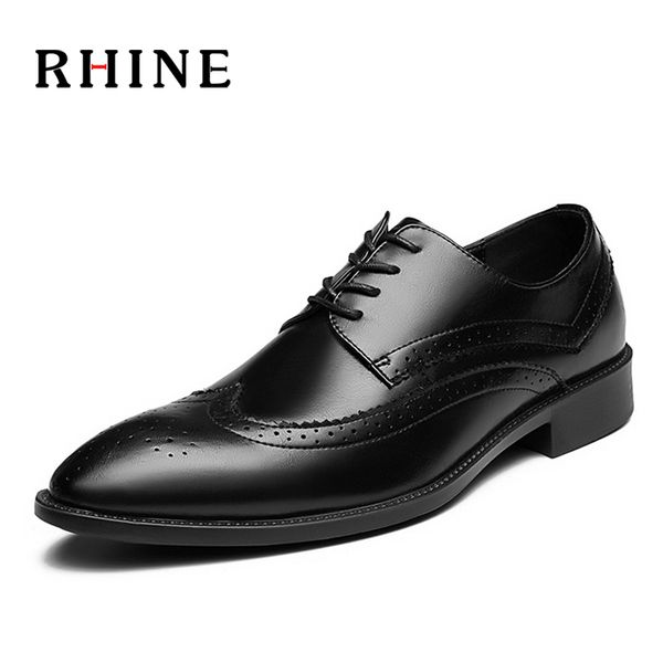 rhine men bullock shoes pu leather quality formal business pointed toe for men dress shoes oxford flat big size 38-47, Black
rhine men bullock shoes pu leather quality formal business pointed toe for men dress shoes oxford flat big size 38-47, Black