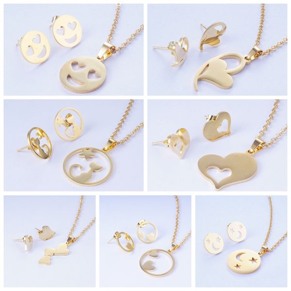 yunkingdom turkish jewelry fashion heart round circle stainless steel metal jewelry sets for women girls necklace earrings set, Silver
yunkingdom turkish jewelry fashion heart round circle stainless steel metal jewelry sets for women girls necklace earrings set, Silver