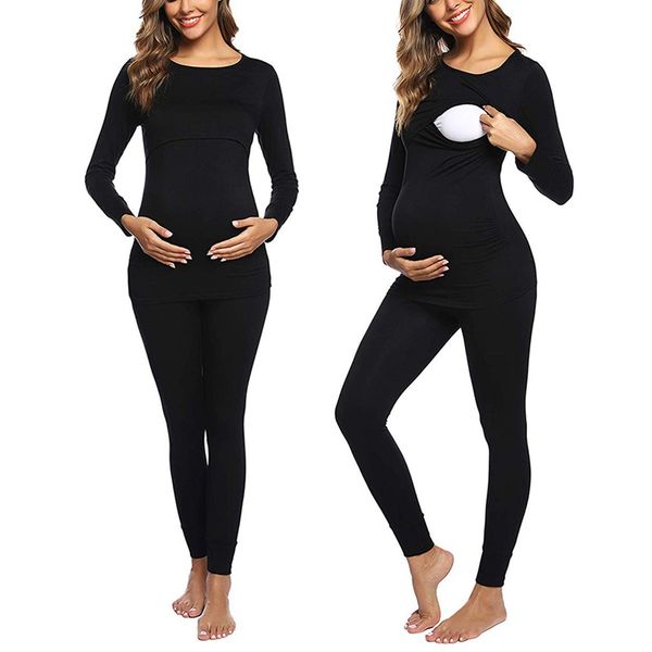 nightwear women clothes set women maternity long sleeve solid nursing baby t-shirt +pants pajamas set suit, White
nightwear women clothes set women maternity long sleeve solid nursing baby t-shirt +pants pajamas set suit, White