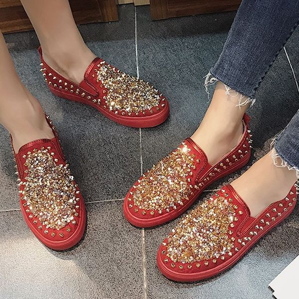 all-match summer shoes ladies slip-on 2019 fashion women's crystal casual female sneakers rivets studs round toe flats new slip, Black
all-match summer shoes ladies slip-on 2019 fashion women's crystal casual female sneakers rivets studs round toe flats new slip, Black