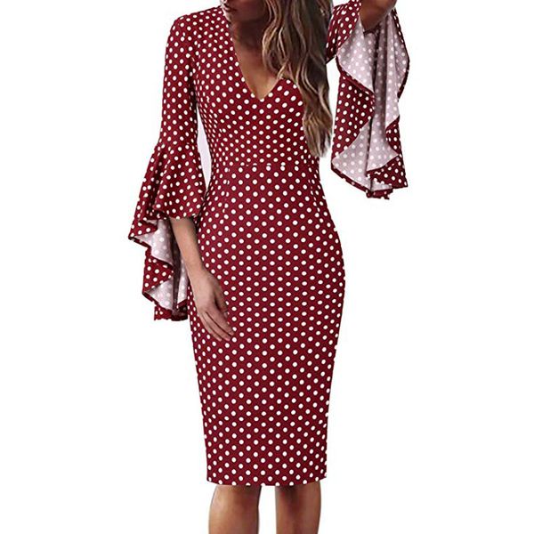 retro women dress casual v neck ruffle dot print bell sleeve cocktail party sheath pencil ladies dress vestidos de verano, Black;gray
retro women dress casual v neck ruffle dot print bell sleeve cocktail party sheath pencil ladies dress vestidos de verano, Black;gray