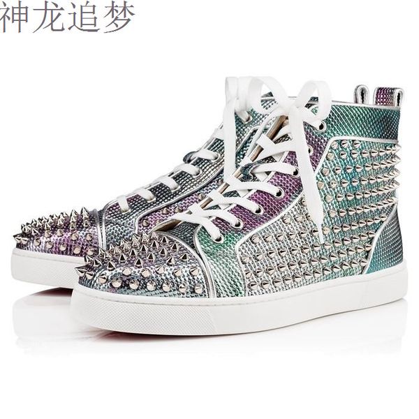 2020-20 men casual shoes rivets spikes men high sneaker shoes lace-up fashion show trendy, Black
2020-20 men casual shoes rivets spikes men high sneaker shoes lace-up fashion show trendy, Black