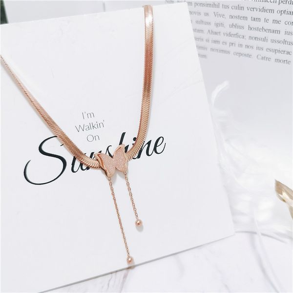 yun ruo rose gold color butterfly tassel snake chain necklace chic titanium steel woman jewelry gift never fade drop shipping, Silver
yun ruo rose gold color butterfly tassel snake chain necklace chic titanium steel woman jewelry gift never fade drop shipping, Silver